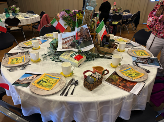 Pam and Elinor decorated their table with an Italian theme.